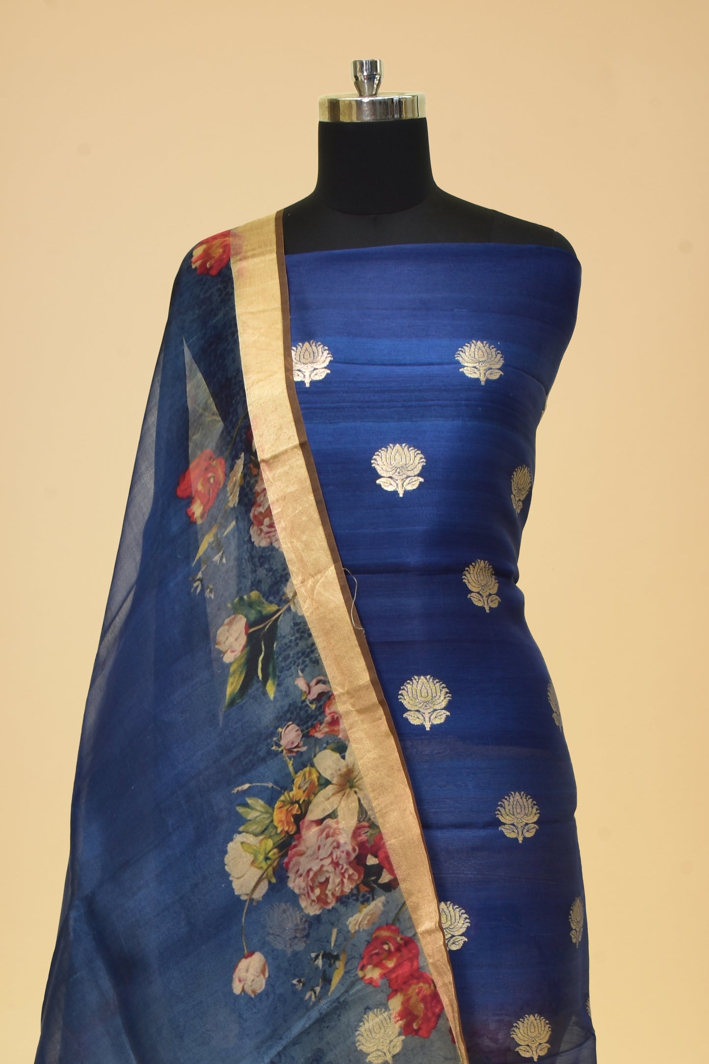 Tusser Embroidery Printed Suit