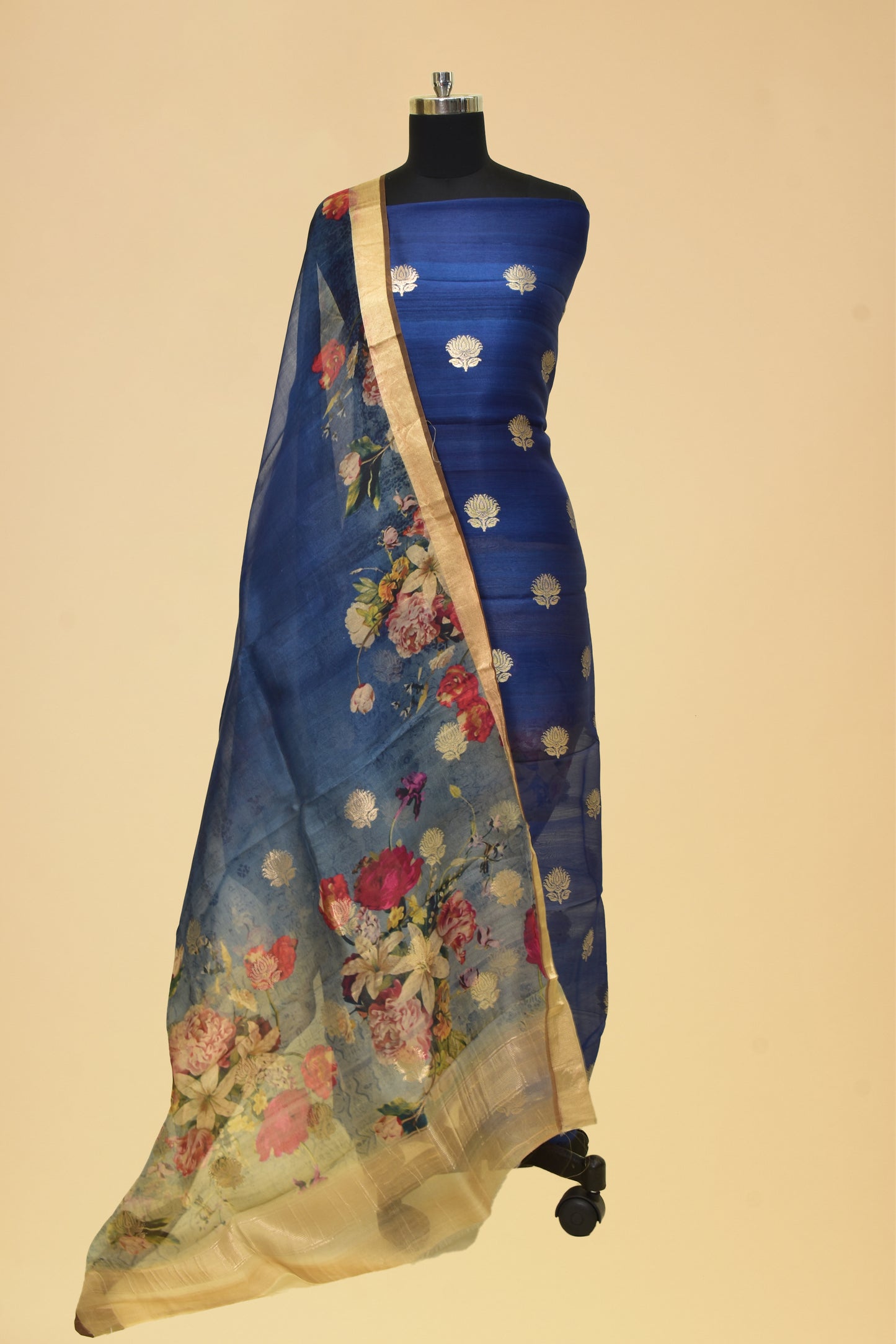 Tusser Embroidery Printed Suit