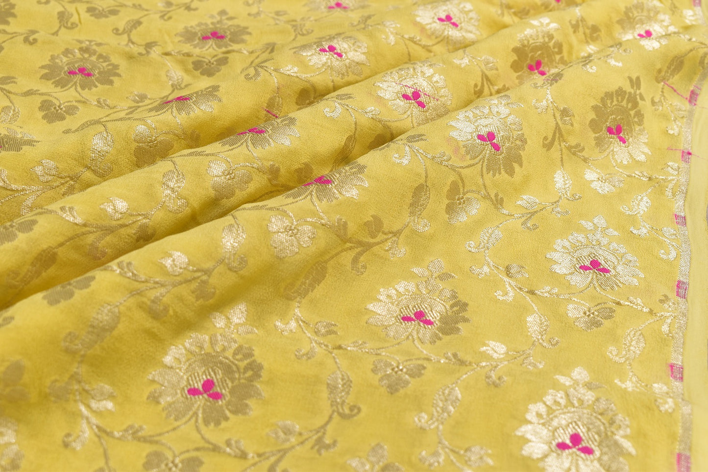 Cutwork Handwoven Pure Chiffon Silk Banarasi Thaan