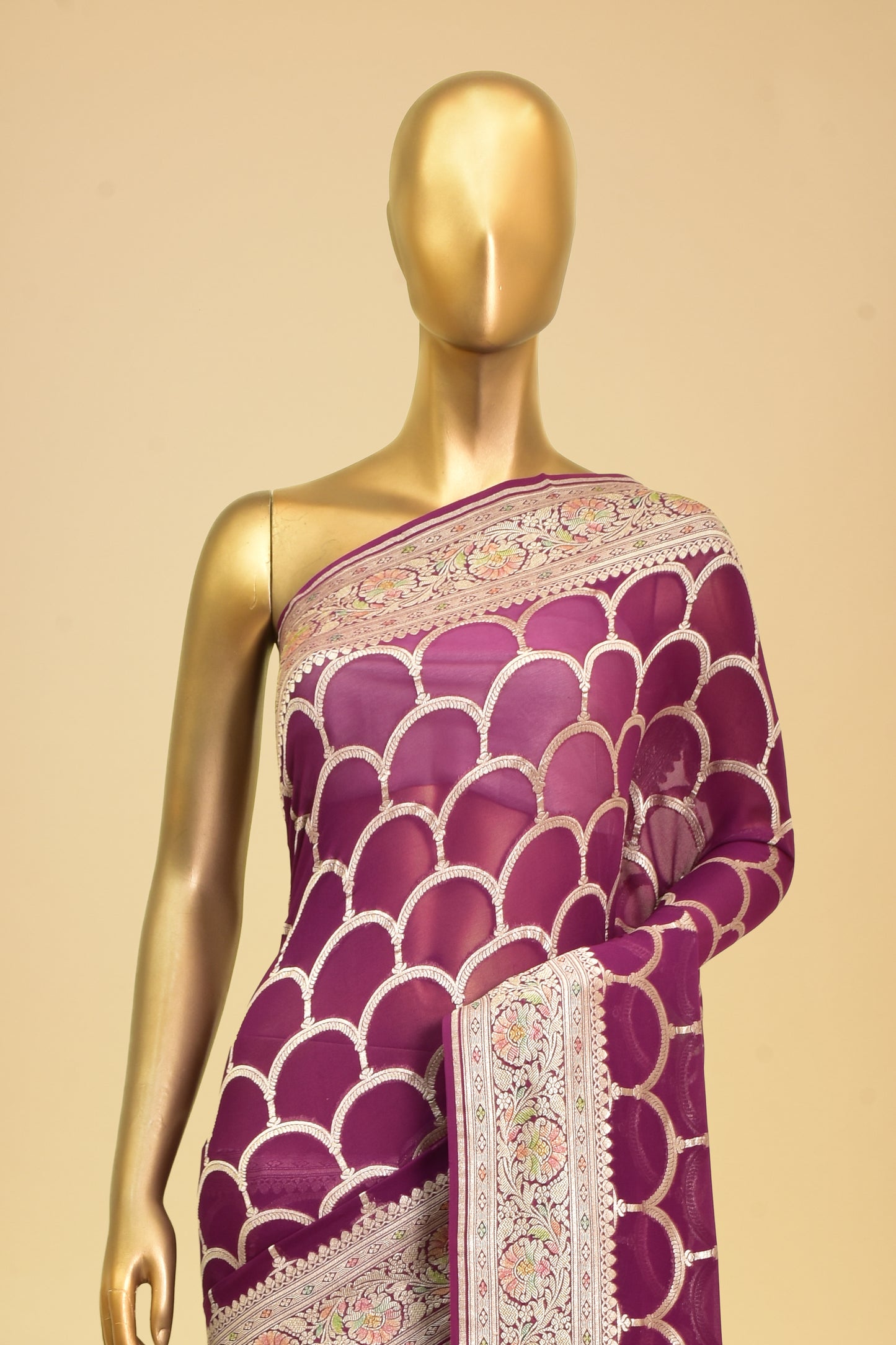Handwoven Chiffon Cutwork Saree