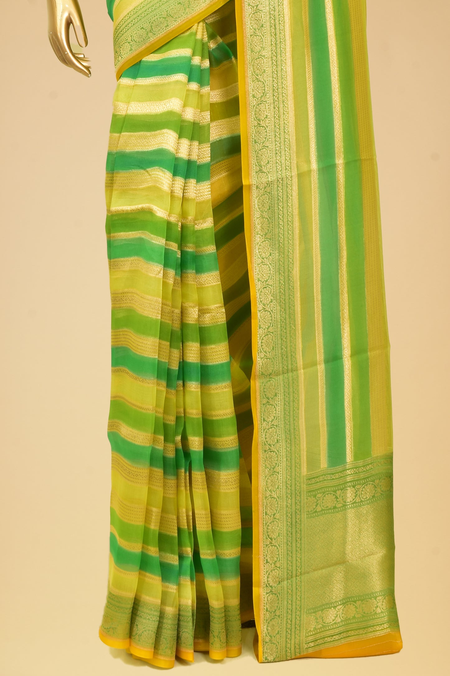 Kora Cutwork Striped Saree