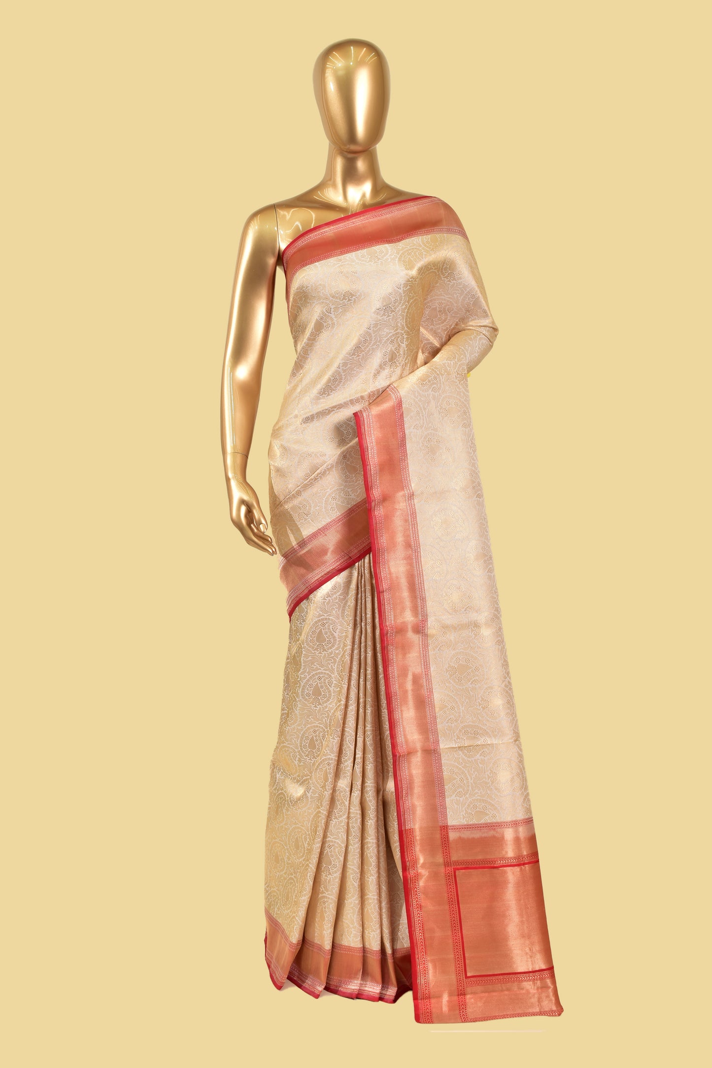 Handwoven Satin Emboss-Brocade Saree