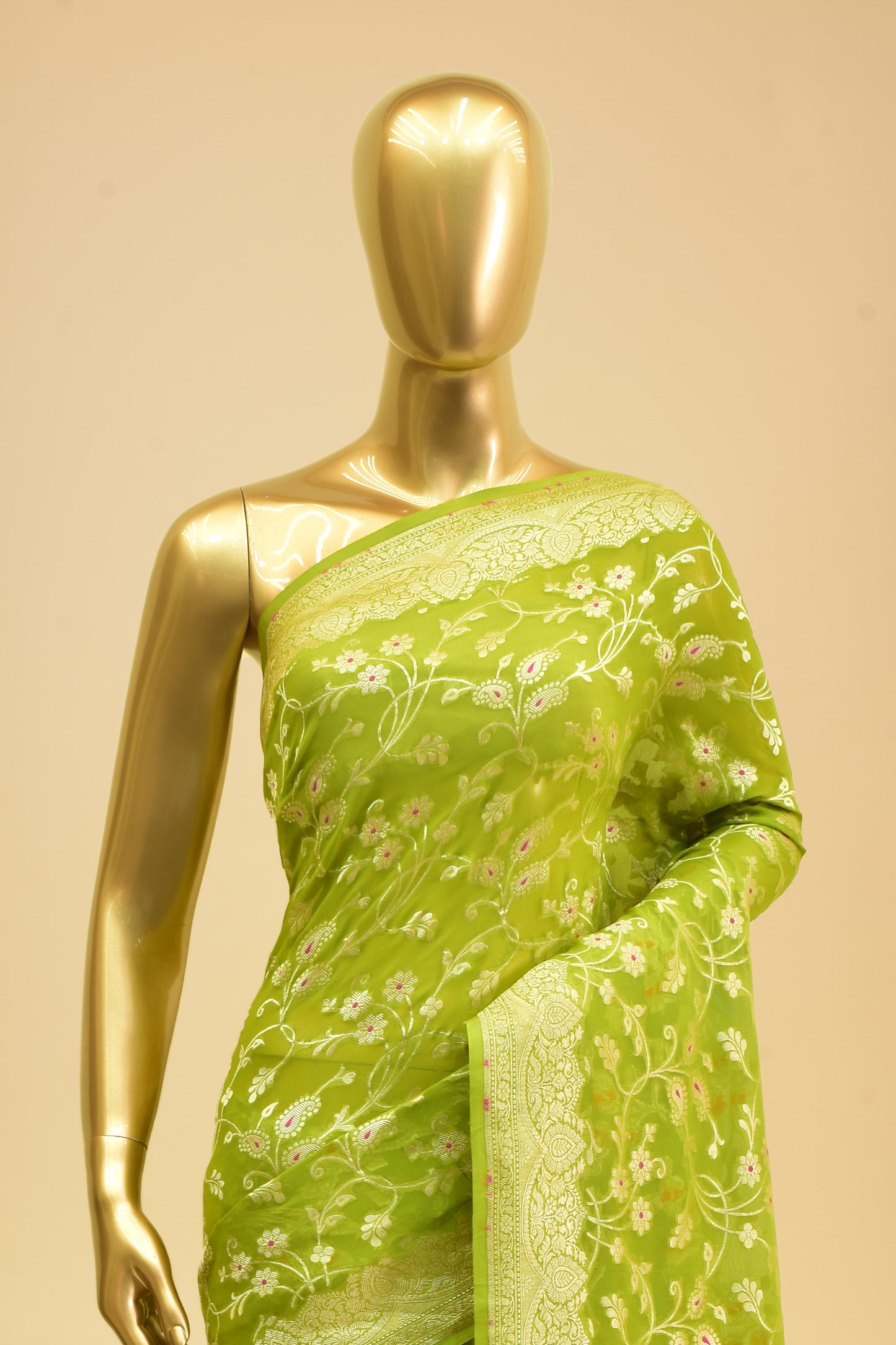Handwoven Meenadar Chiffon Cutwork Saree