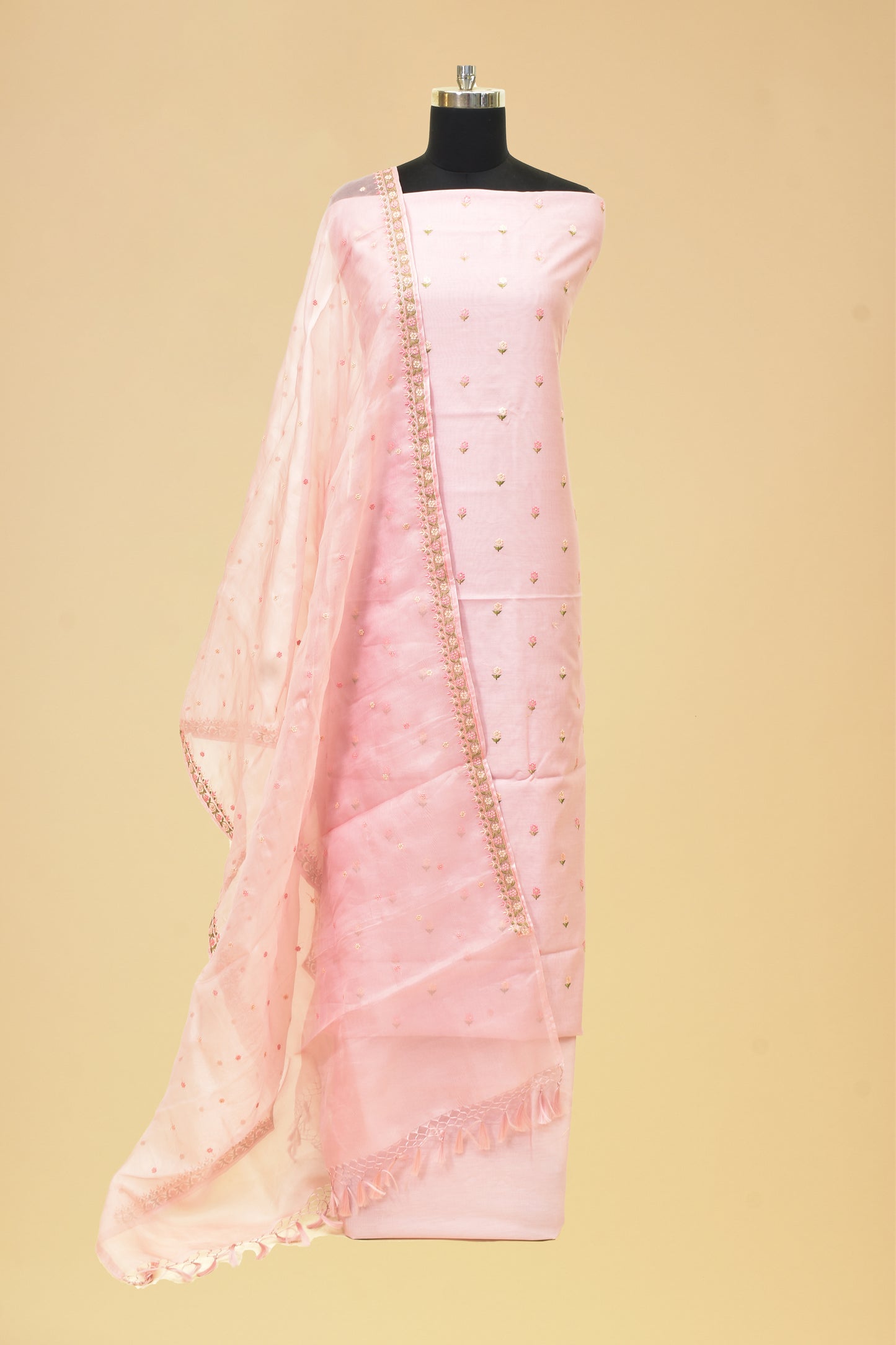 Embroidered Chanderi Cotton Suit