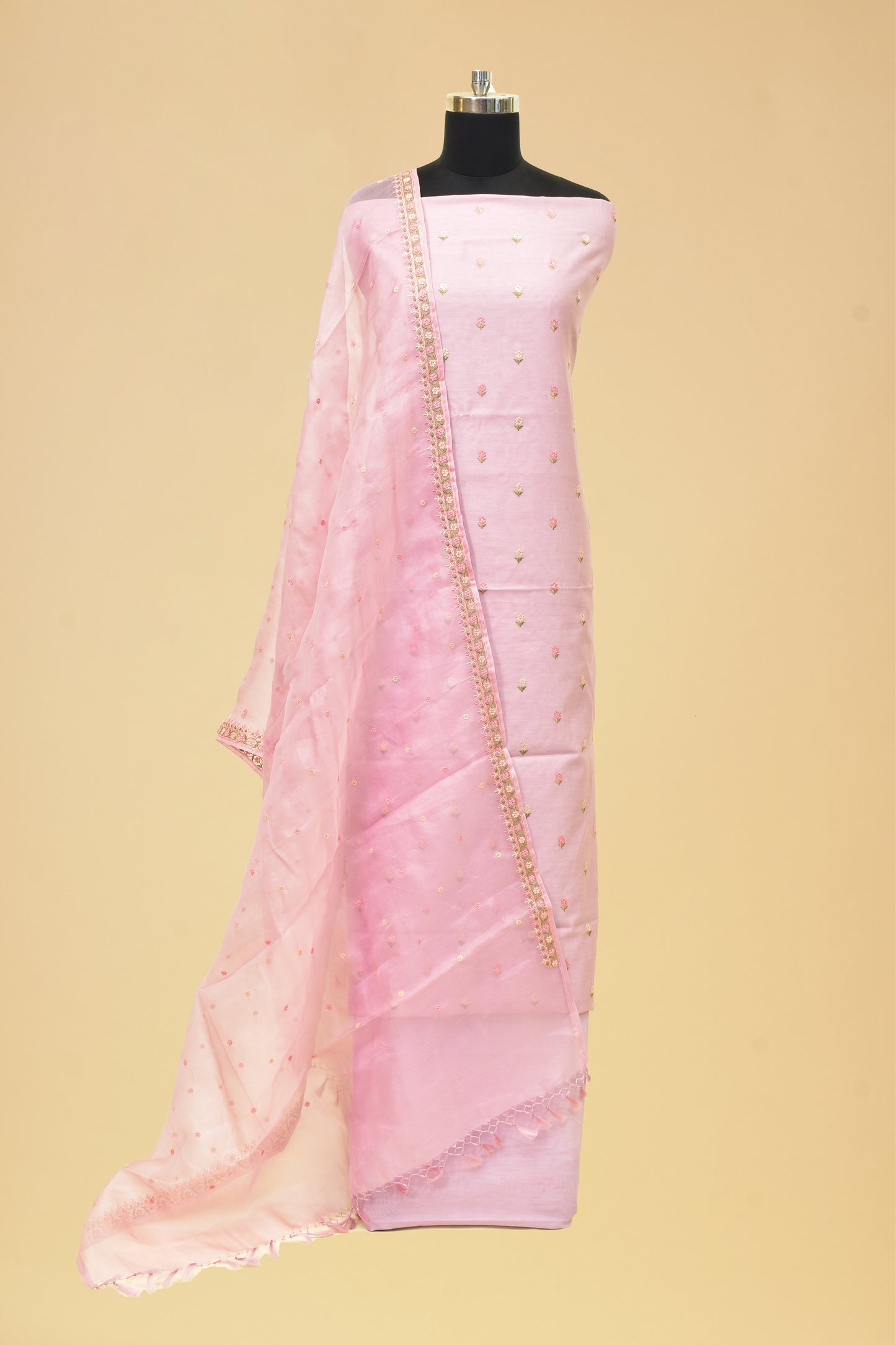 Embroidered Chanderi Cotton Suit