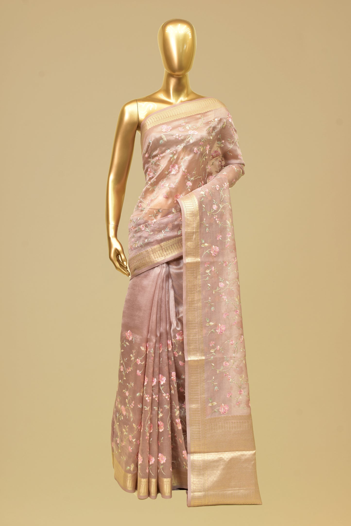 Handwoven Tissue Embroidery Saree