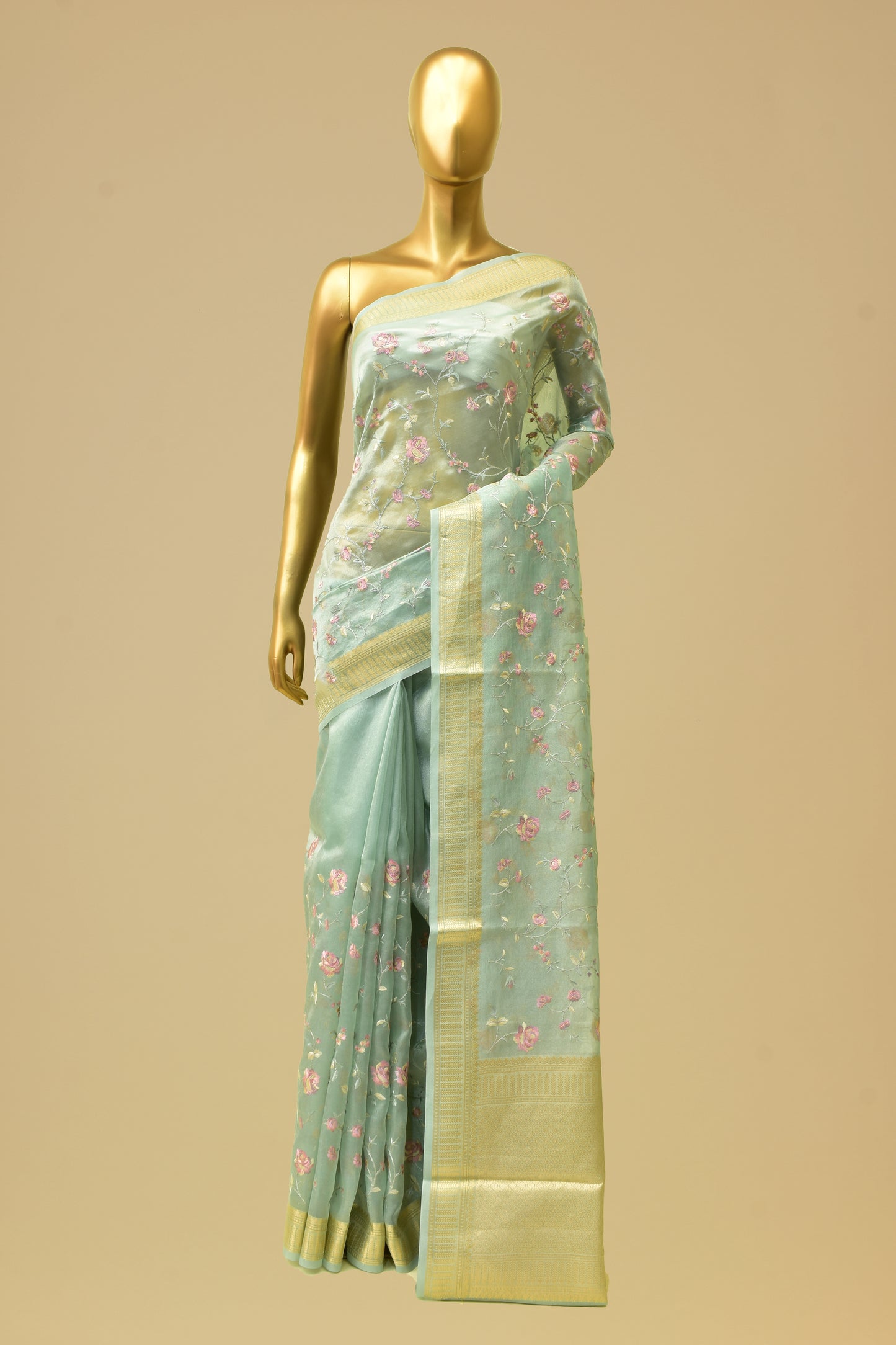 Handwoven Tissue Embroidery Saree