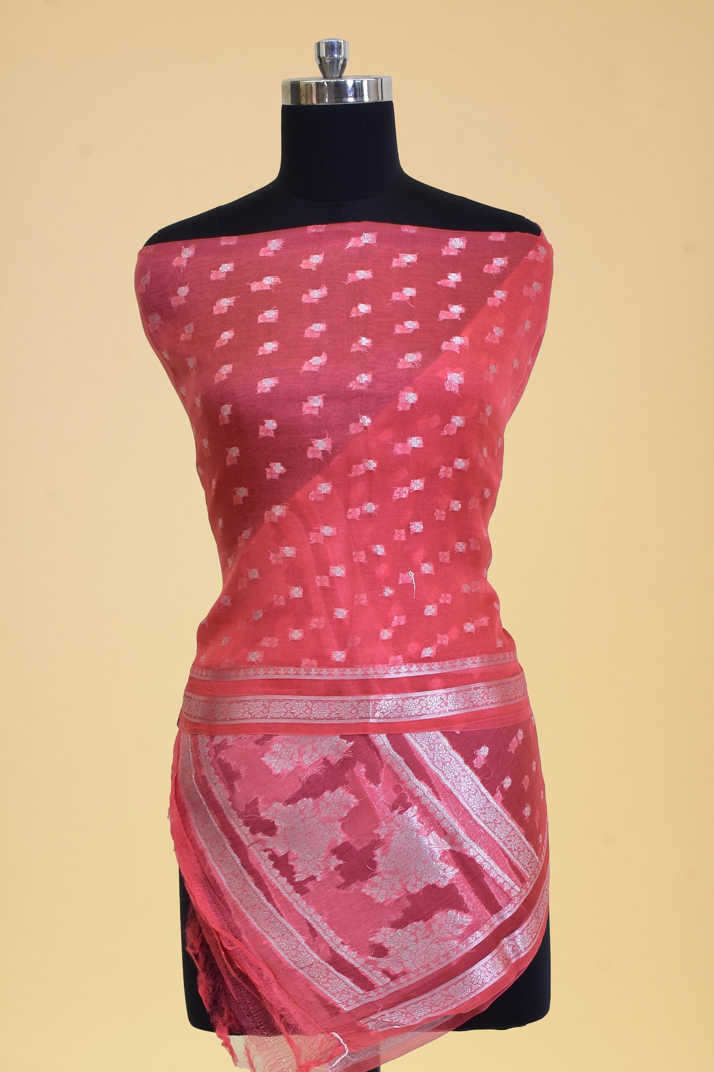 Pure Kora Silk Banarasi Handloom Cutwork Dupatta