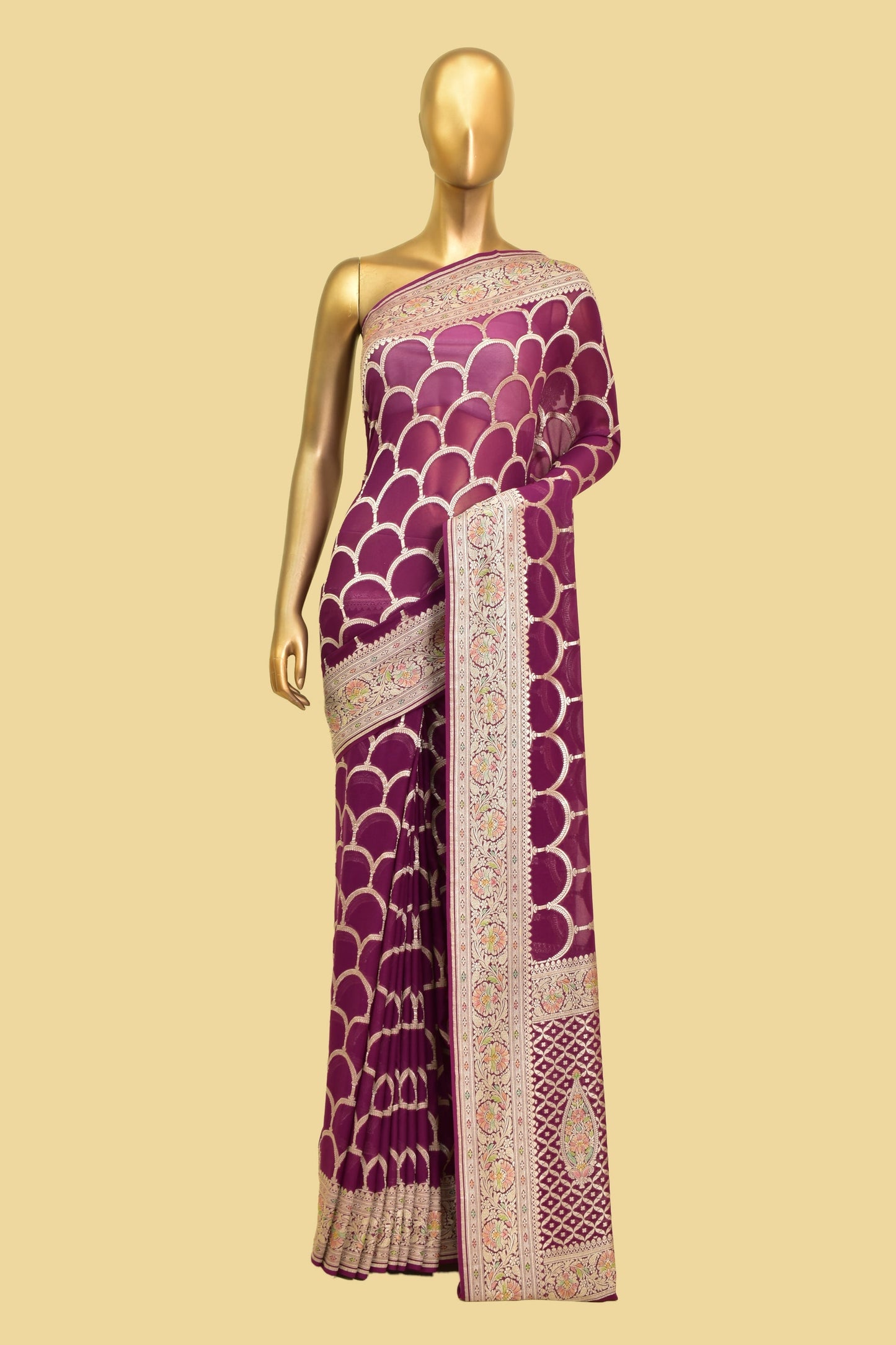 Handwoven Chiffon Cutwork Saree