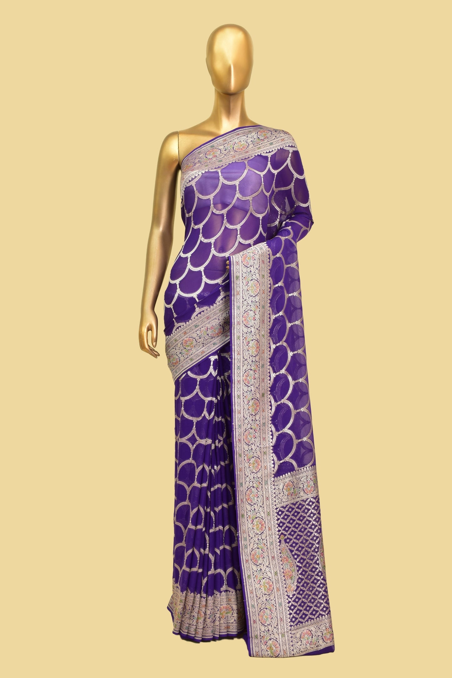 Handwoven Chiffon Cutwork Saree