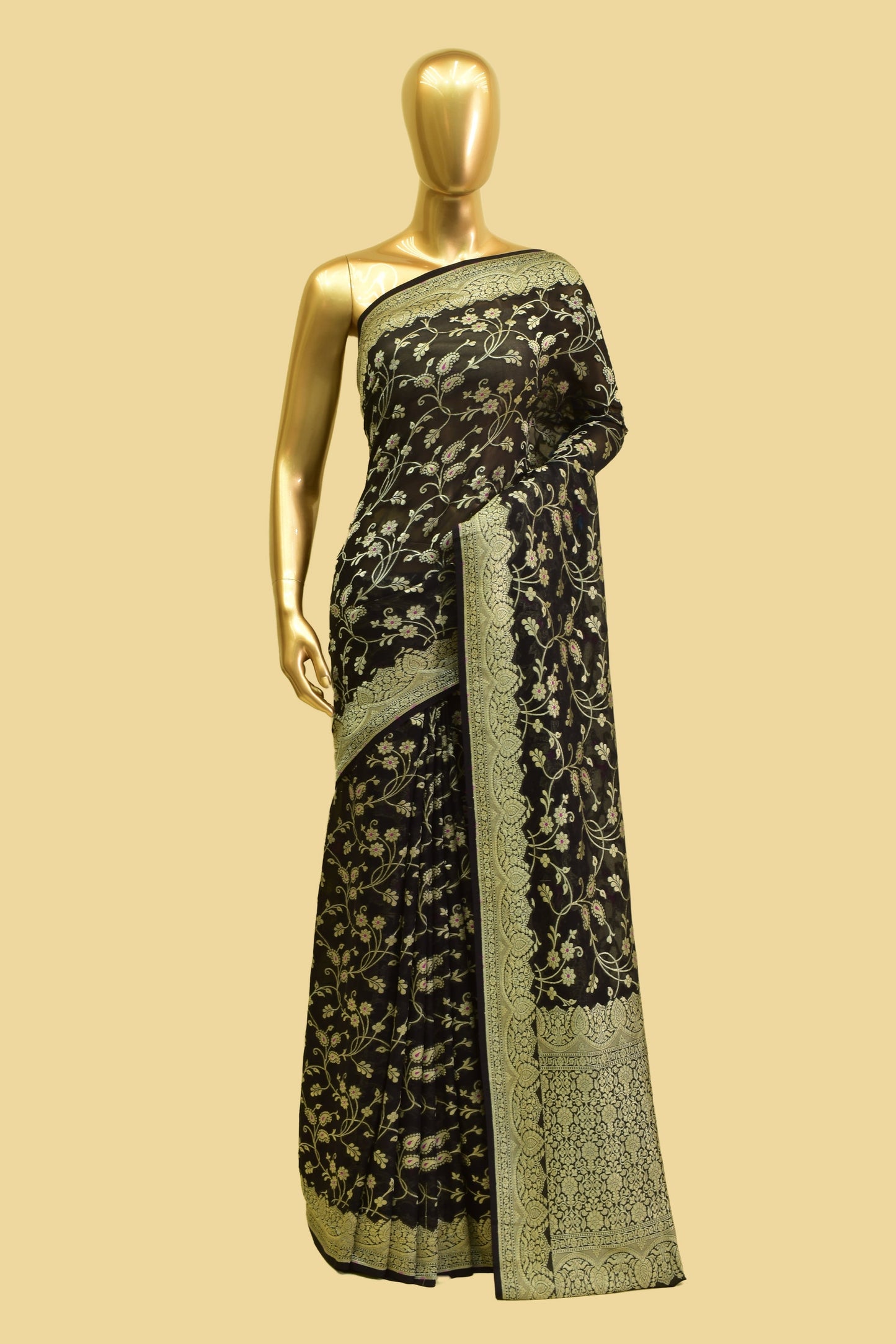 Handwoven Meenadar Chiffon Cutwork Saree
