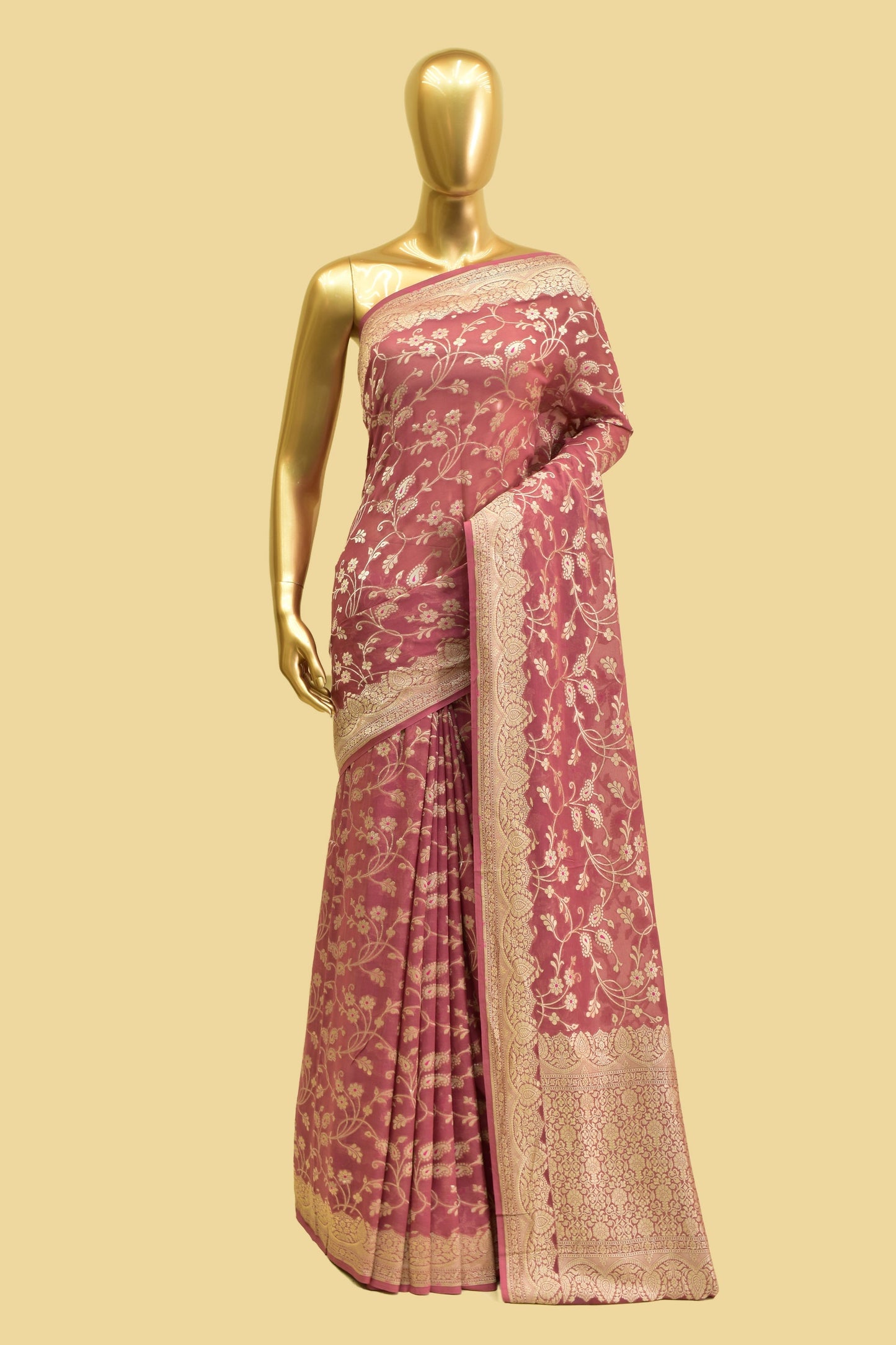 Handwoven Meenadar Chiffon Cutwork Saree