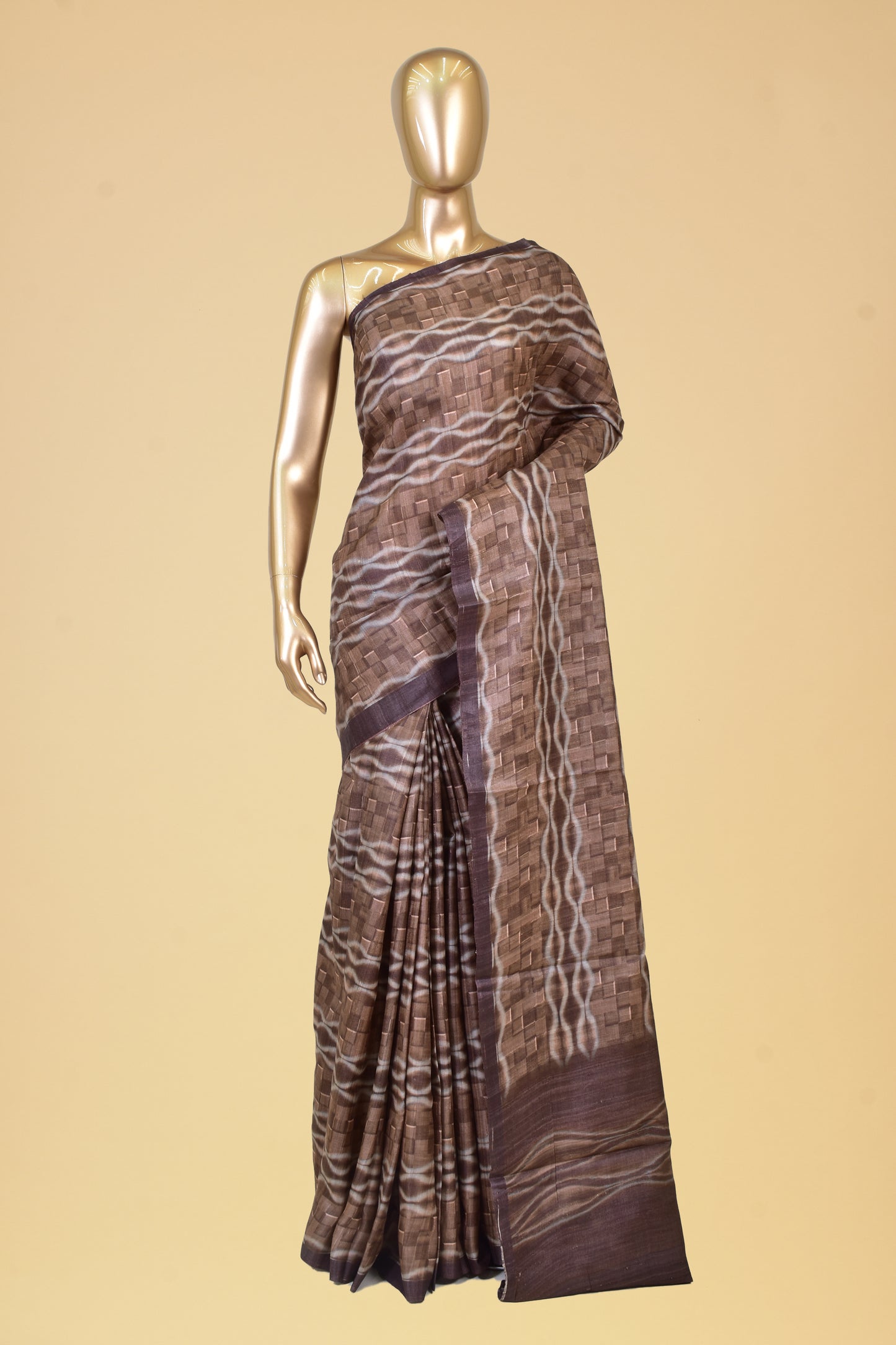 Tusser Plain Saree