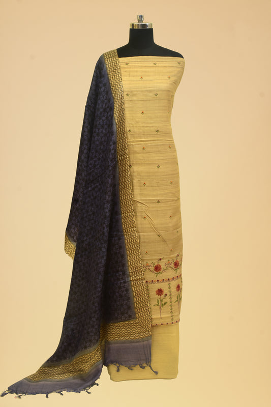 Handwoven Tusser Embroidery Suit