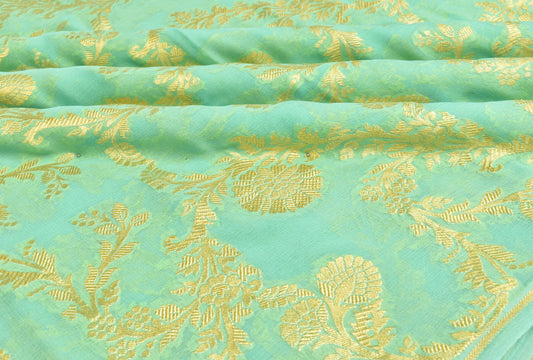 Cutwork Handwoven Pure Chiffon Silk Banarasi Thaan