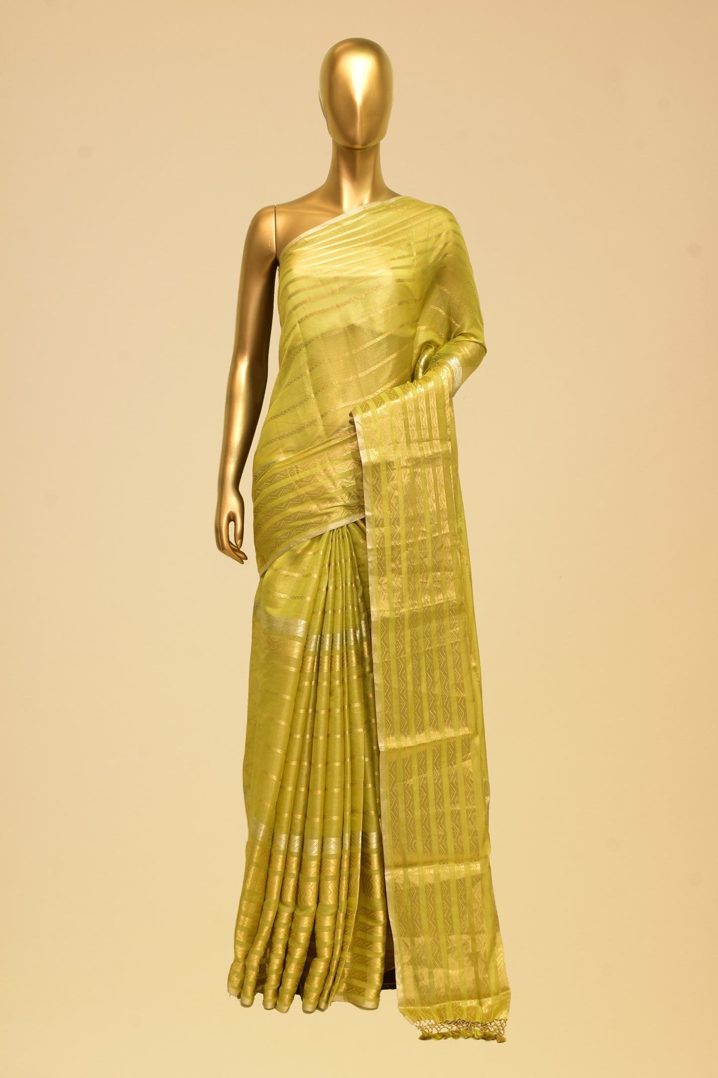 Handwoven Tissue Striped Saree