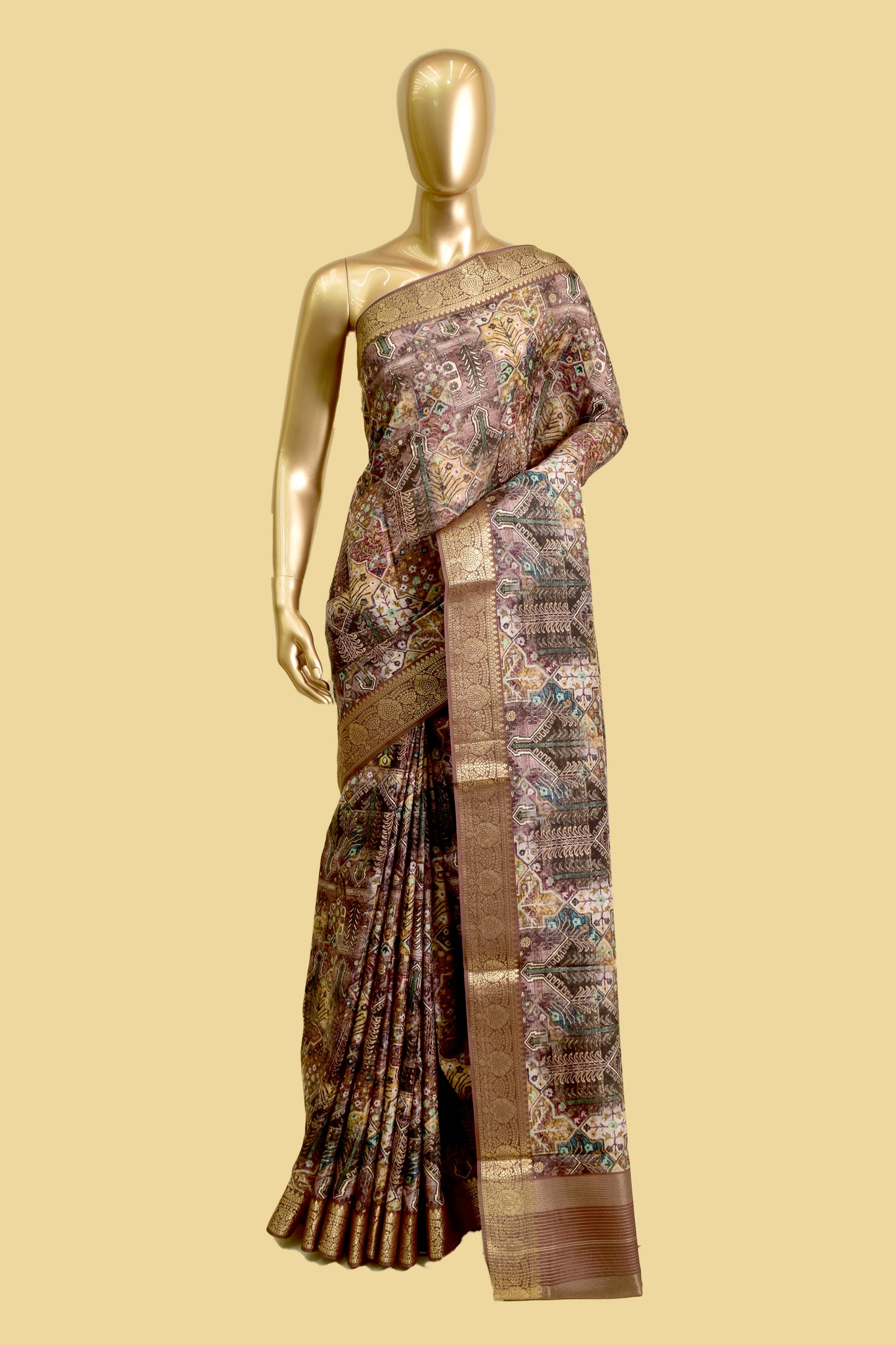 Handwoven Kora Printed Saree