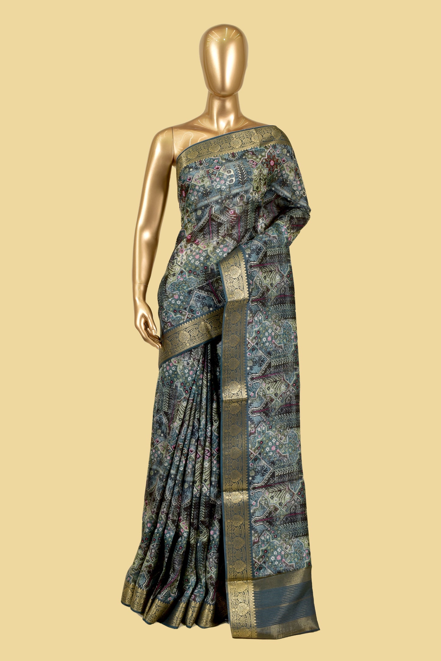 Handwoven Kora Printed Saree