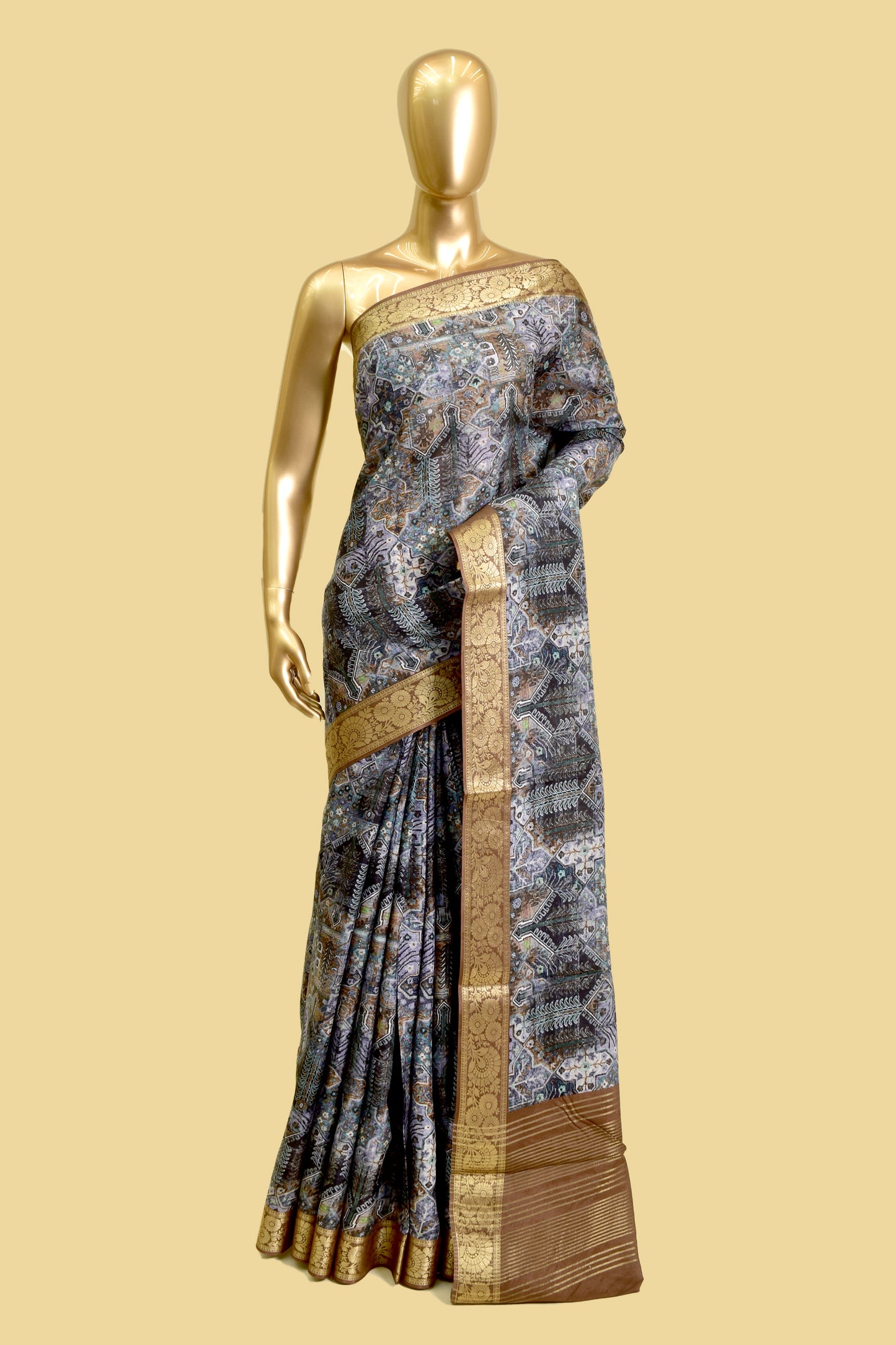 Handwoven Kora Printed Saree