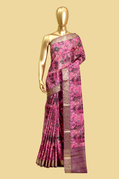 Handwoven Kora Printed Saree