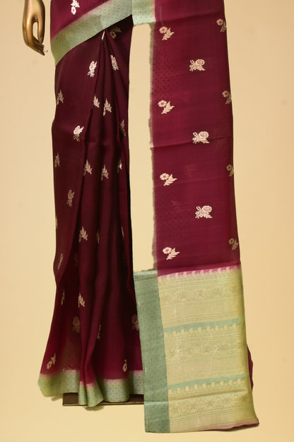 Handwoven Kora Kadwa Saree