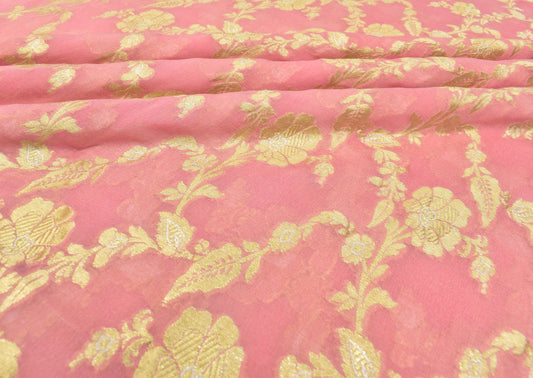 Cutwork Handwoven Pure Chiffon Silk Banarasi Thaan