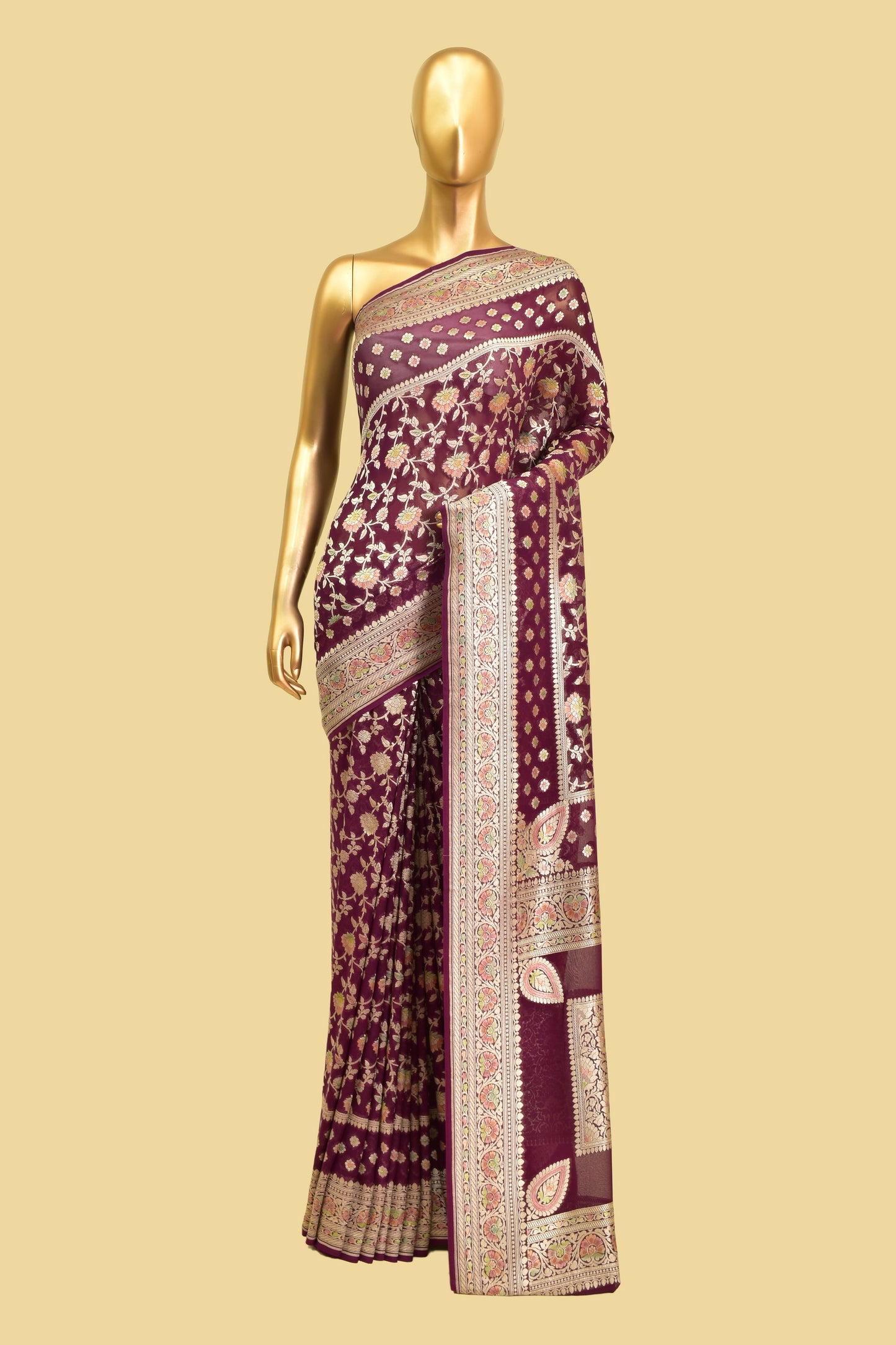 Handwoven Chiffon Cutwork Saree