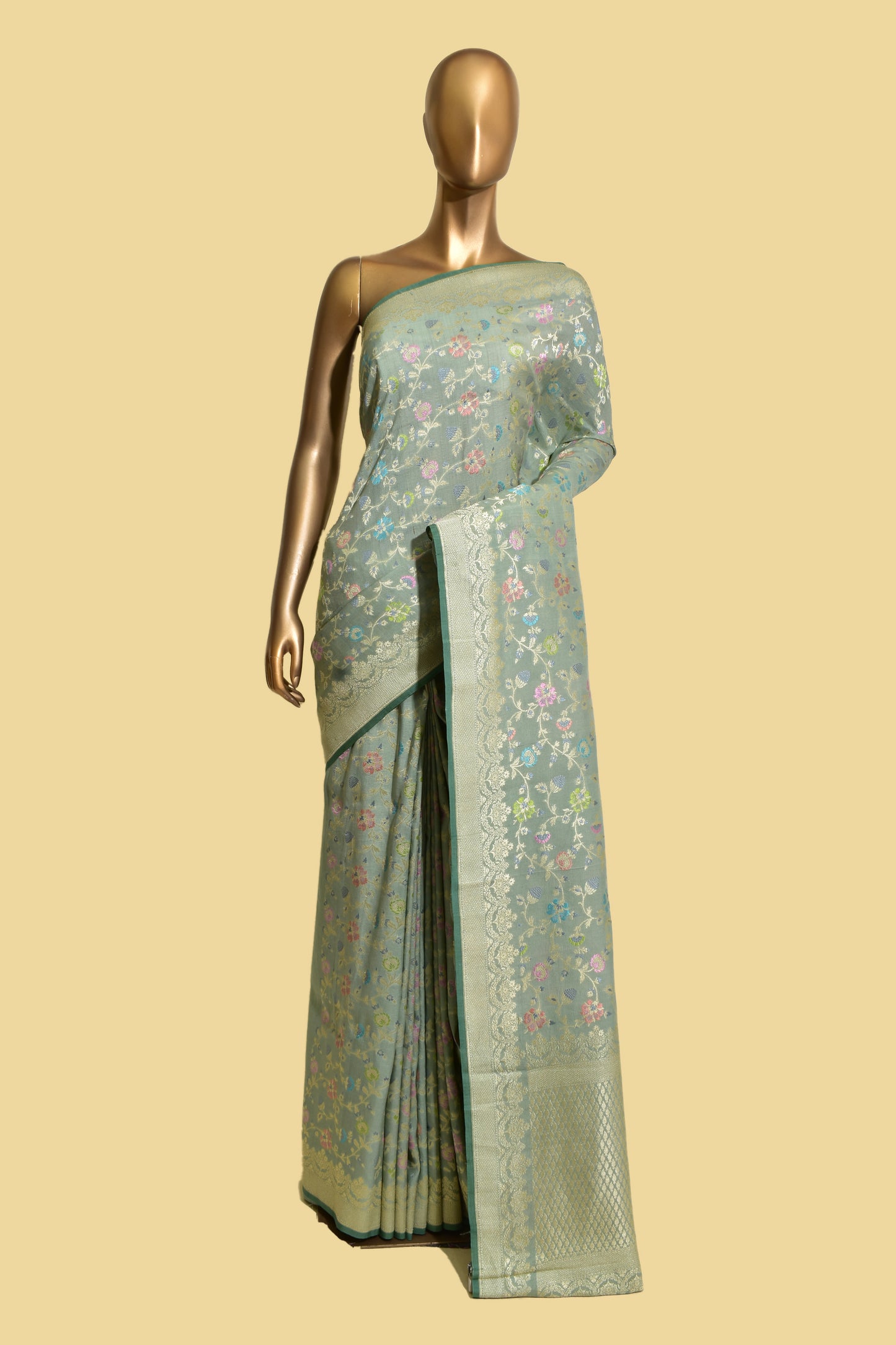 Handwoven Tusser Cutwork Saree