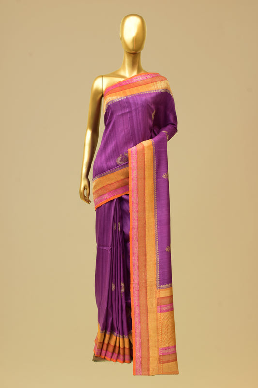 Handwoven Tusser Kadwa Saree