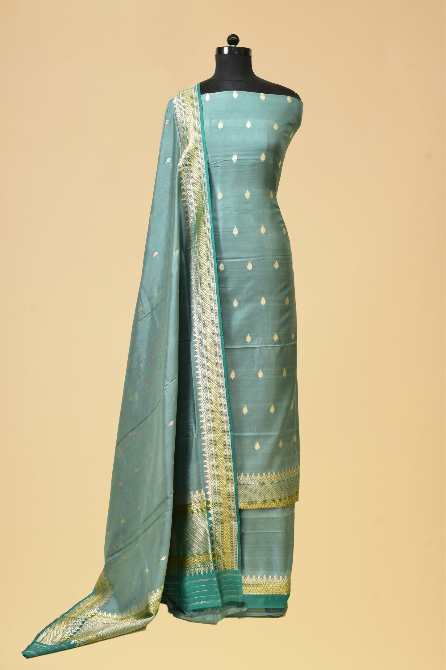 Handwoven Silk Kadwa Suit