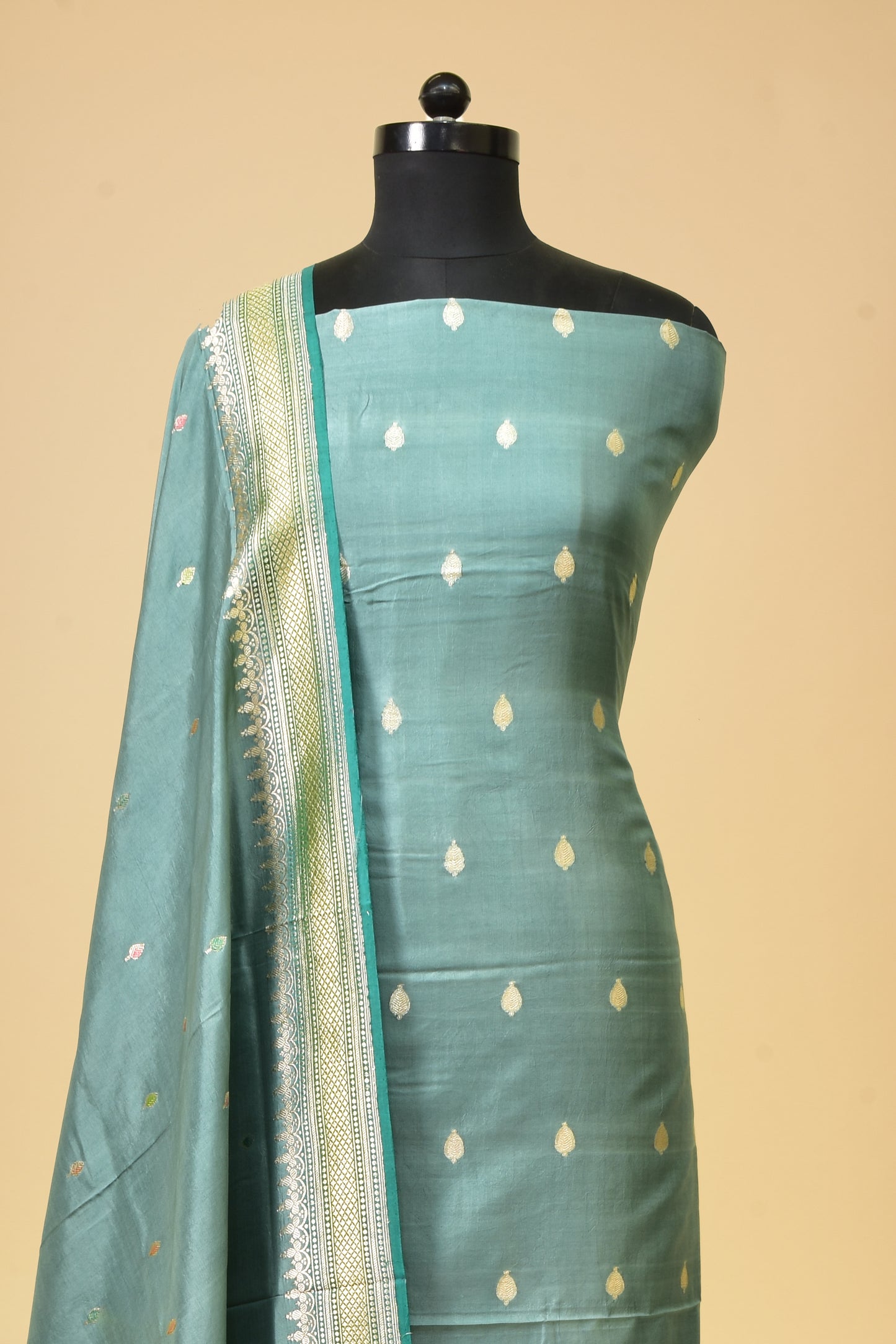 Handwoven Silk Kadwa Suit