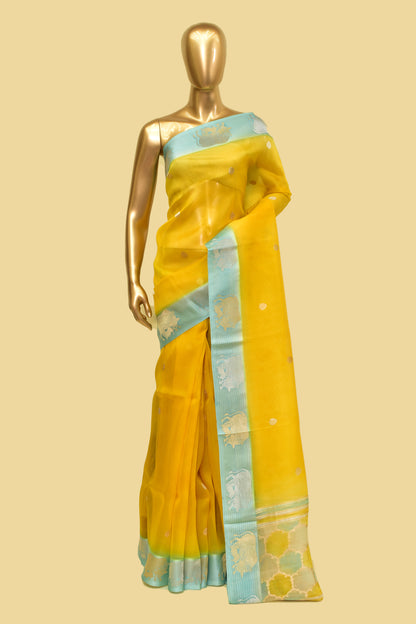 Handwoven Kora Kadwa Saree