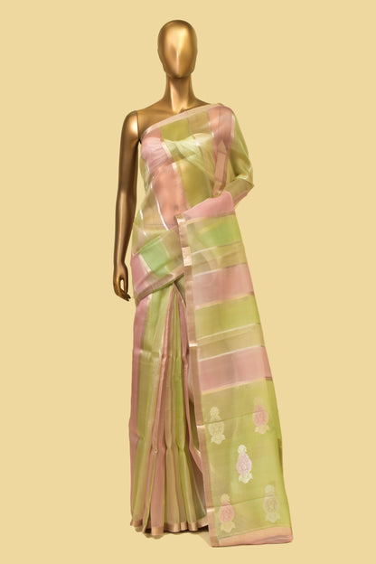 Handwoven Kora Kadwa Saree