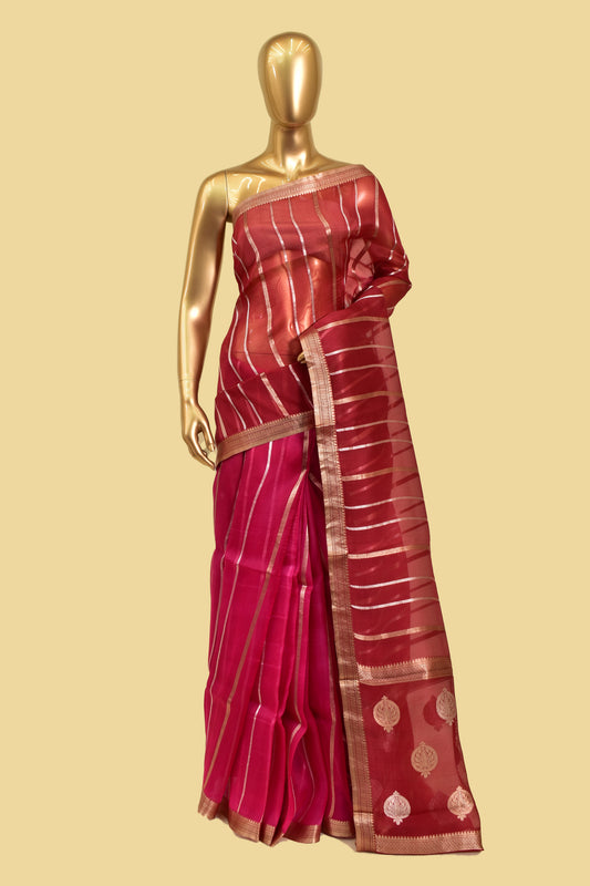 Handwoven Kora Kadwa Saree