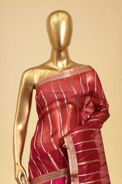 Handwoven Kora Kadwa Saree