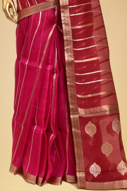 Handwoven Kora Kadwa Saree