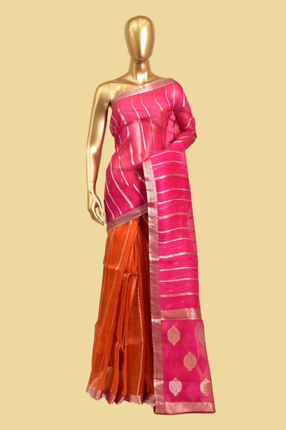 Handwoven Kora Kadwa Saree