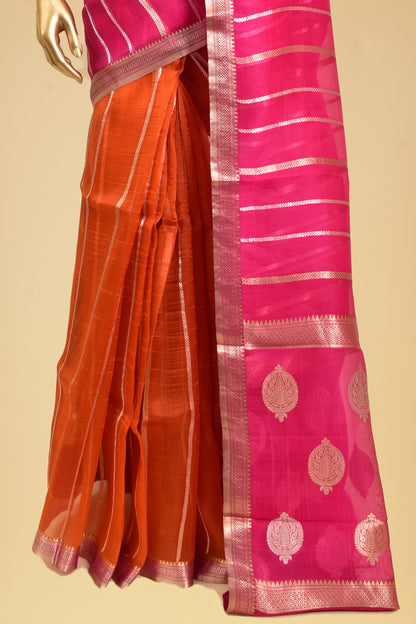 Handwoven Kora Kadwa Saree