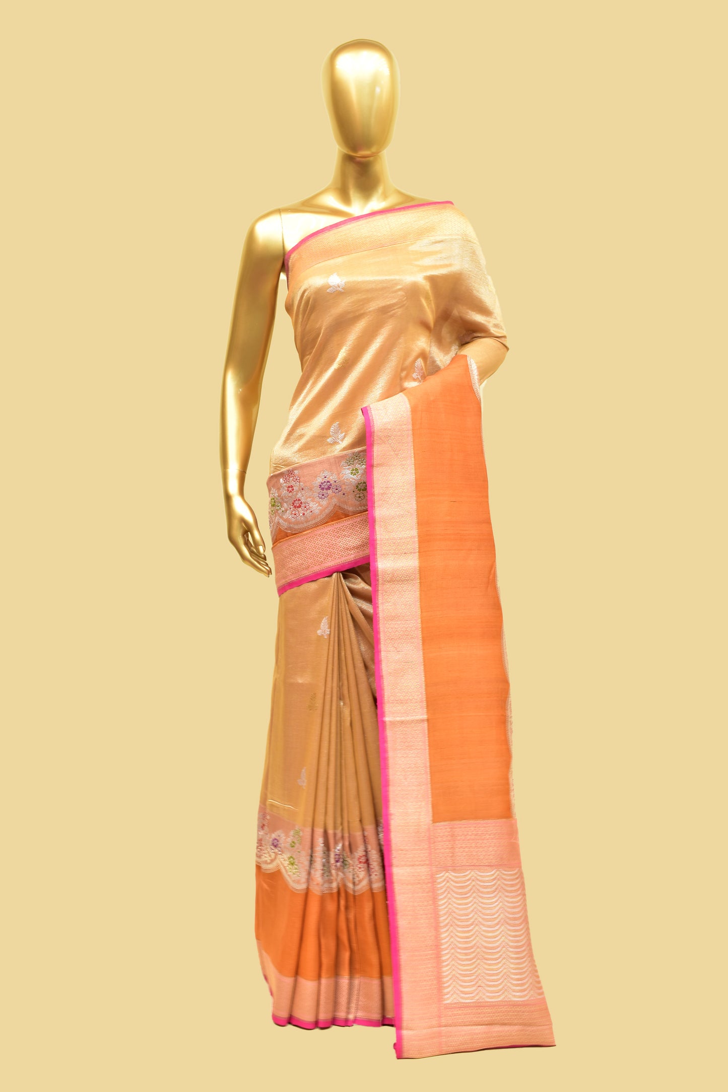 Handwoven Tusser Kadwa Saree