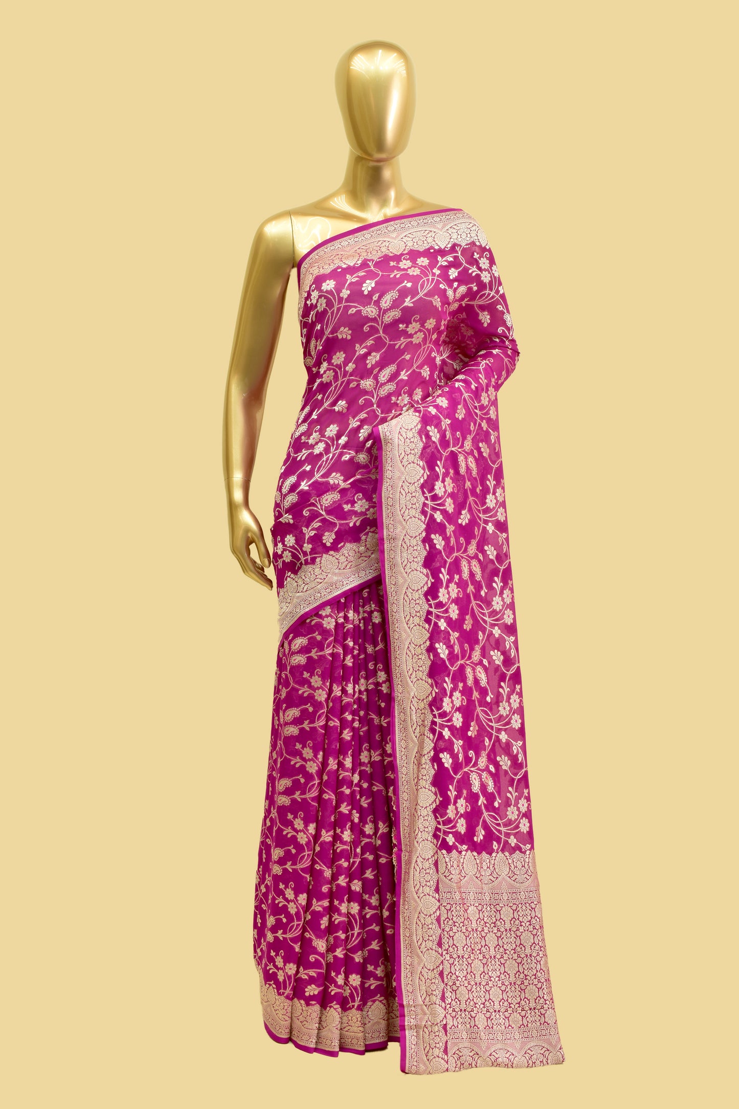 Handwoven Chiffon Cutwork Meenadar Saree