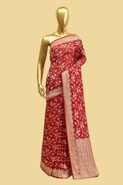 Handwoven Chiffon Cutwork Meenadar Saree