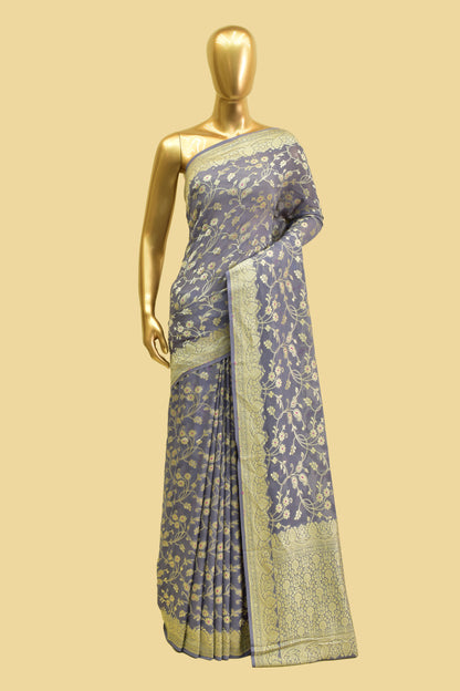 Handwoven Chiffon Cutwork Meenadar Saree