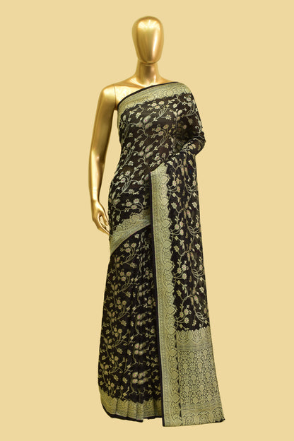 Handwoven Chiffon Cutwork Meenadar Saree