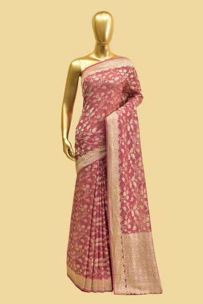 Handwoven Chiffon Cutwork Meenadar Saree