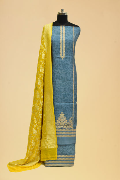 Handwoven Katan Silk Kadwa Suit