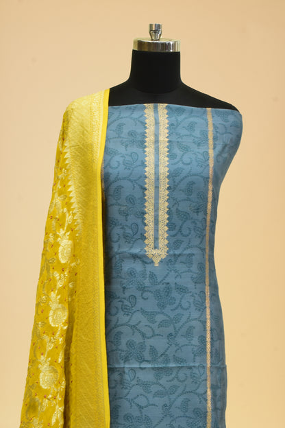 Handwoven Katan Silk Kadwa Suit