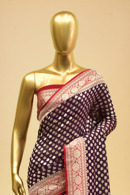 Handwoven Chiffon Cutwork Saree