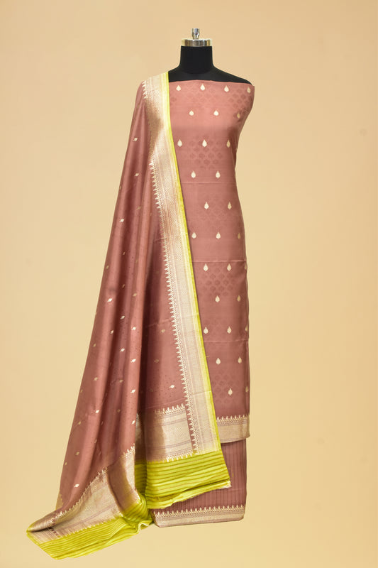 Handwoven Silk Kadwa Booti Suit