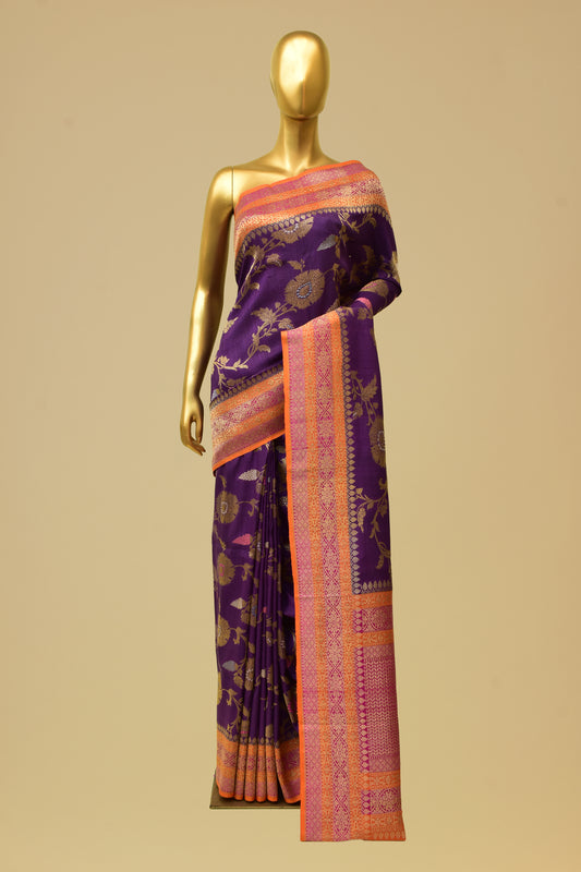 Handwoven Tusser Kadwa Saree