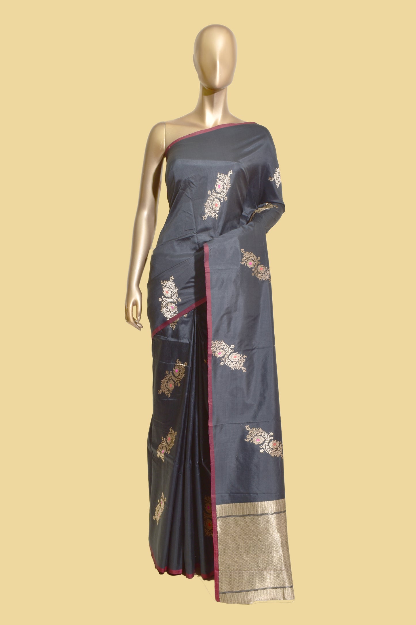Handwoven Katan Silk Kadwa Saree
